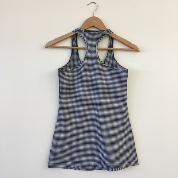 Lululemon Tank Top Gingham Navy & White SZ 4 - Picture 2 of 4